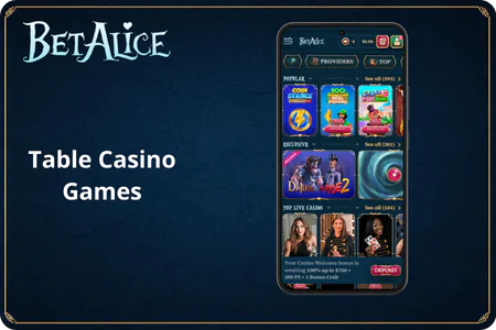 BetAlice Table Casino Games