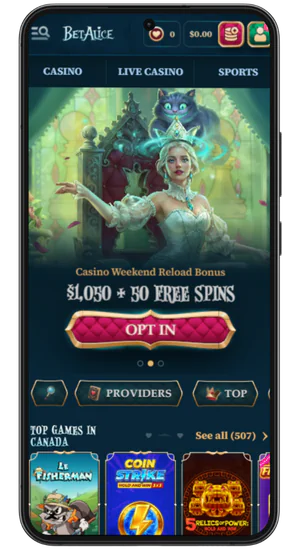 BetAlice casino page